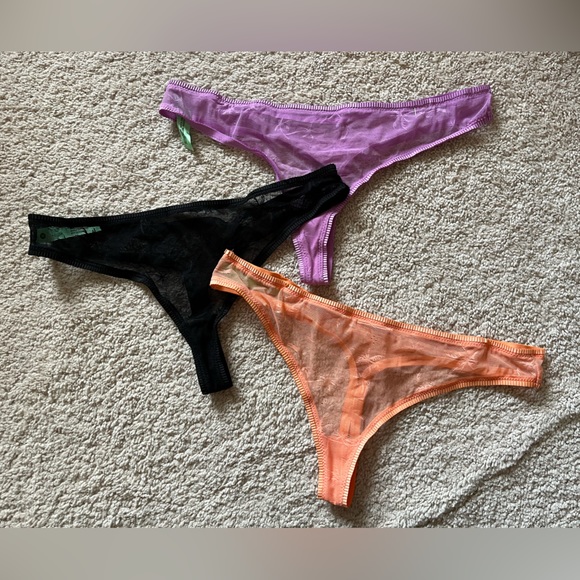 🆕 Honeydew Set of 3 Sheer Palm Tree Thongs M Black Golden Hour Ipanema 🏝️ - Picture 3 of 5